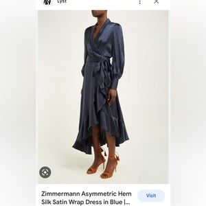 Zimmerman Silk Wrap Midi Dress - Navy